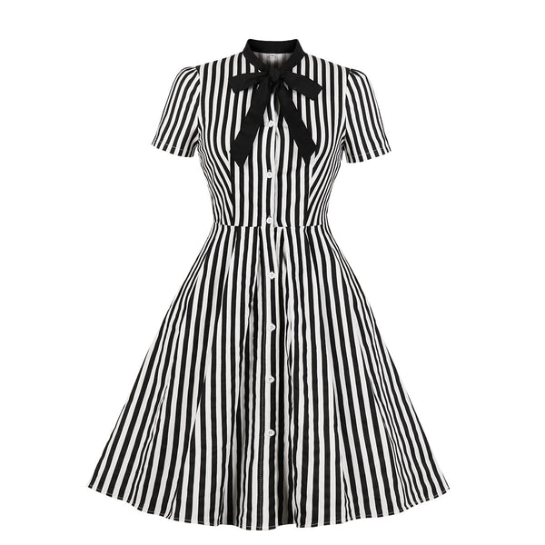 Vestido Vintage a Rayas con Botones - Image 13