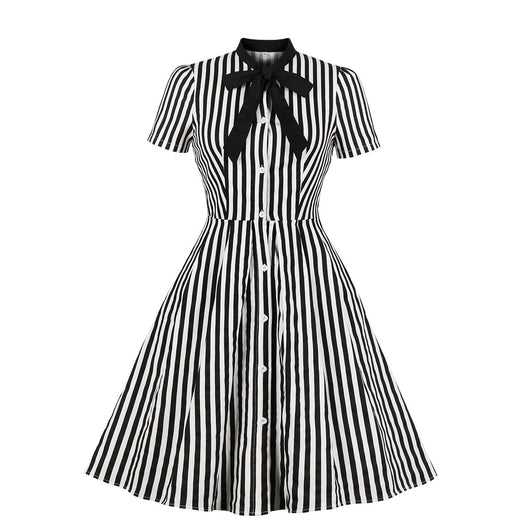 Vestido Vintage a Rayas con Botones - Image 13