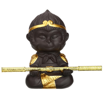 Juego de Té Kung Fu en Arcilla Púrpura con Estatua del Rey Mono - Decoración para Bandeja de Té - Image 11