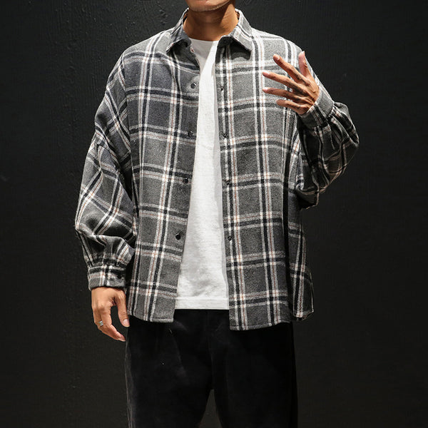 Camisa Casual de Cuadros Manga Larga para Hombre