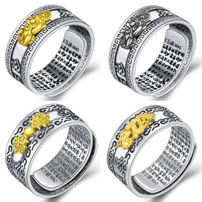 Anillo Plata Tailandesa Pixiu Amuleto de Fortuna