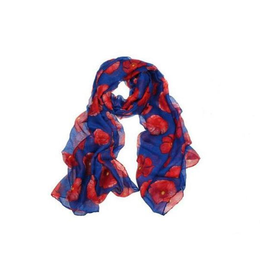 Pañuelo Largo Estampado Amapola Roja - Diseño Floral - Image 3