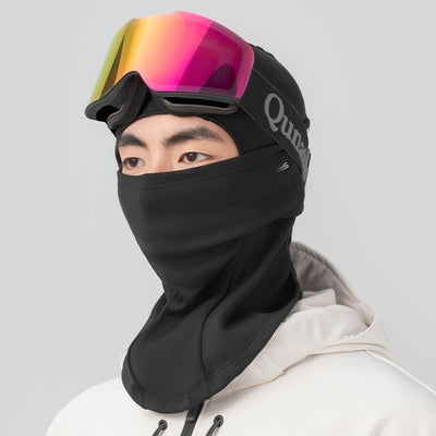 Light pink balaclava made from spandex/Lycra, designed for warmth and wind protection during winter outdoor activities. - Image 2