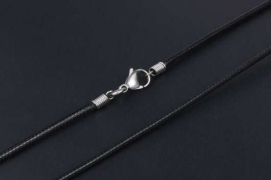 Collar Tejido de Lino Negro con Cuerda de Cera - Image 6