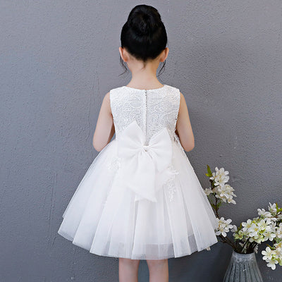 Vestido Infantil Coreano con Encaje Dorado y Aplicaciones - Image 3