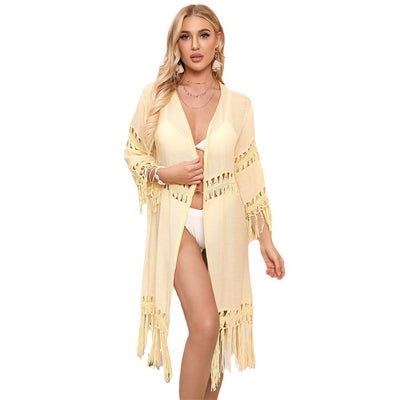 Cardigan Tejido a Mano con Borlas - Cárdigan Suelto para Playa - Image 5