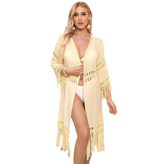 Cardigan Tejido a Mano con Borlas - Cárdigan Suelto para Playa - Image 5