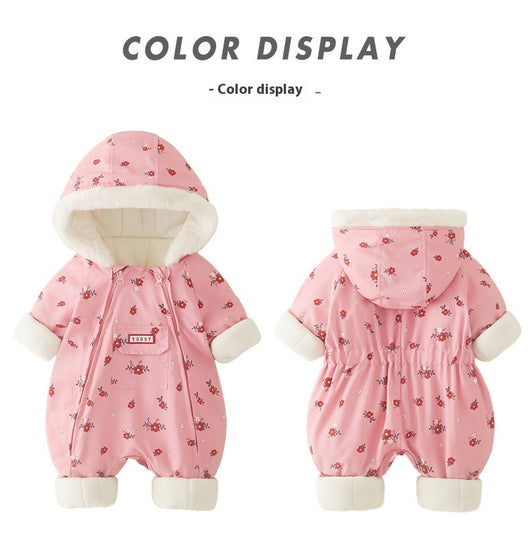 Abrigo Enterizo de Algodón Grueso para Bebé Niña - Pijama Invernal Cálido - Image 11
