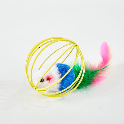 Juguete Interactivo para Gatos con Ratón de Lacado y Jaula de Alambre - Image 4