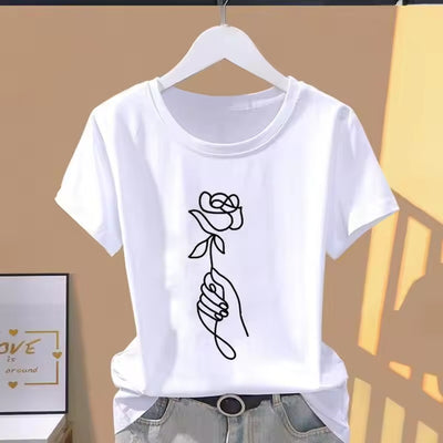 Playera Retro Estampada Cuello Redondo Manga Corta para Mujer - Image 12