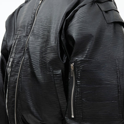 Chaqueta de Vuelo Acolchada en Cuero PU con Pecho Metálico - Image 13