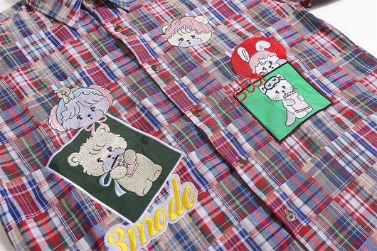 Camisa Cuadros Suelta Manga Corta para Hombre - Image 16