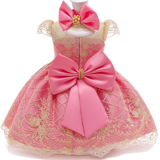 Vestido Princesa Bebé Dorado con Encaje para Niñas 1-3 Años - Image 8