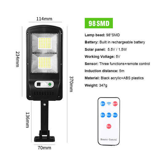 Lámpara Solar con Sensor de Movimiento y Control Remoto