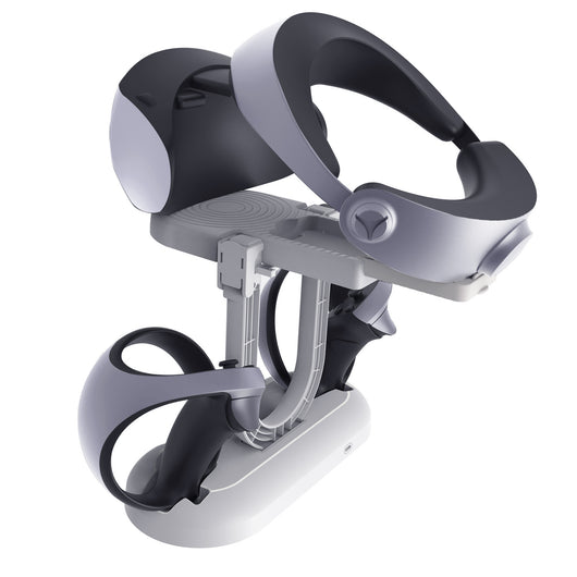 White ABS charging and storage stand for PS VR2 handles and glasses, with a U-shaped support and two charging docks. - Image 18