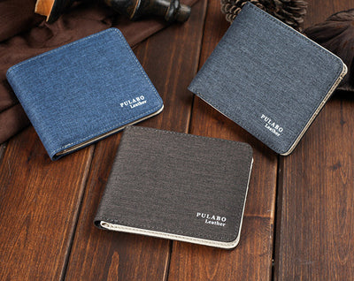 Billetera Bifold Delgada para Hombre en Lona y Denim