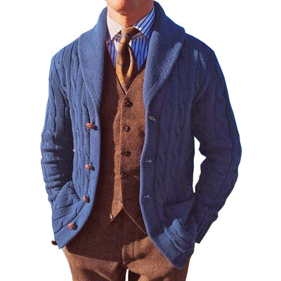 Cardigan Tejido Cuello Solapa Azul - Chaqueta Suéter Versátil - Image 2