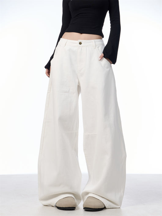 Pantalón Blanco Ancho de Pierna Recta Casual y Suelto - Image 26