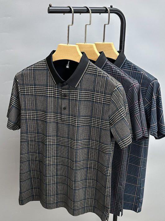 Polo Hombre Cuadros Verano Manga Corta Ajuste Cómodo - Image 2