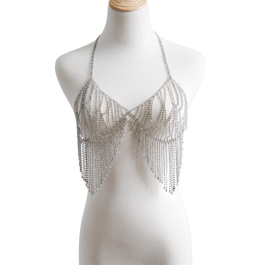 Bikini con Cadena de Cristales y Flecos - Image 4
