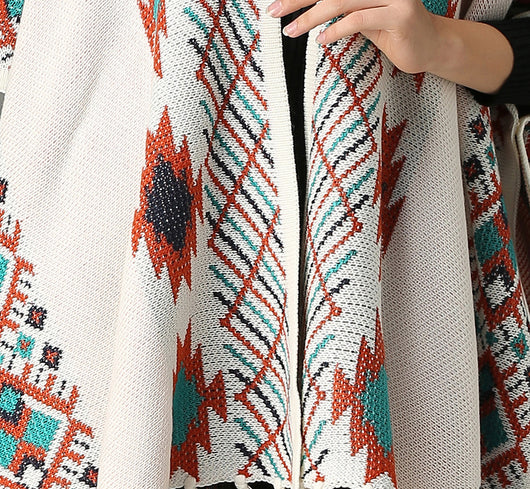 Rebozo Bohemio Jacquard con Flecos - Image 5