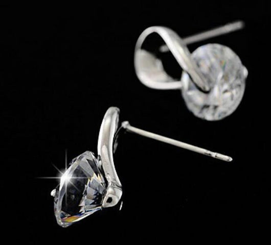 Aretes Espiral de Cristal Zircón Brillante