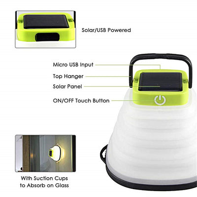 Linterna Solar Camping Plegable IP68 - Luz LED Recargable USB para Tienda de Campaña - Image 8