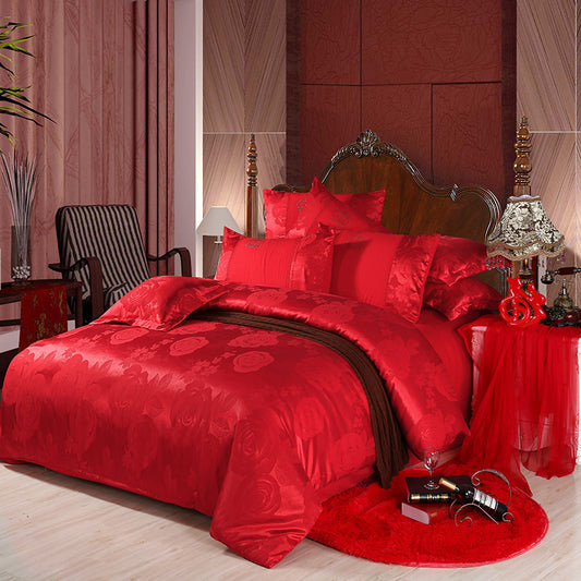 Juego de Cama Satinado Jacquard de Cuatro Piezas - Image 2