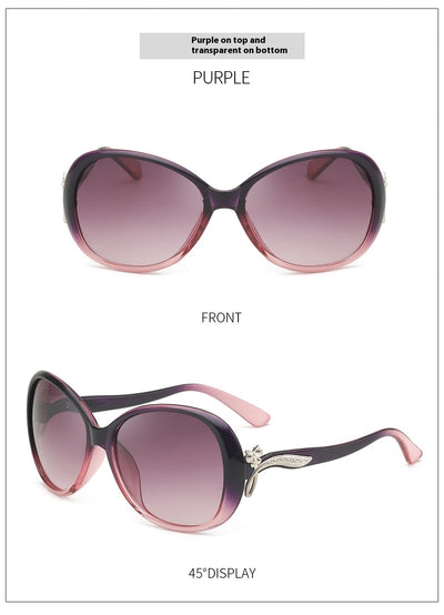 Brown oversized butterfly sunglasses with gradient lenses and a silver-tone floral accent on the temple. - Image 24