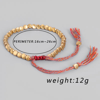 Pulsera Tibetana Budista Trenzada con Cuentas de Cobre - Brazalete de Cuerda de la Suerte - Image 5