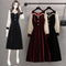 Vestido Rojo Largo Talla Grande con Detalles de Costura