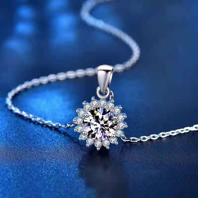 Collar Girasol Plata 925 con Moissanita - Colgante Flor Diamante para Mujer - Image 3