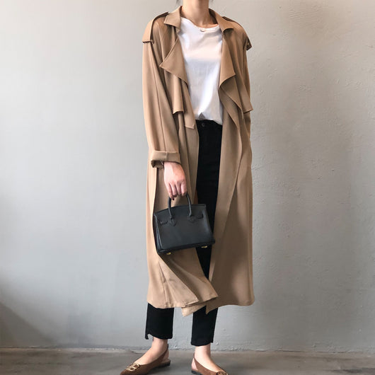 Abrigo Trinchera Largo para Mujer Estilo Británico Retro - Image 19