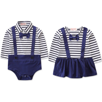 Pijama Tipo Romper de Rayas Azul Marino para Bebés - Manga Larga Primavera Otoño - Image 9