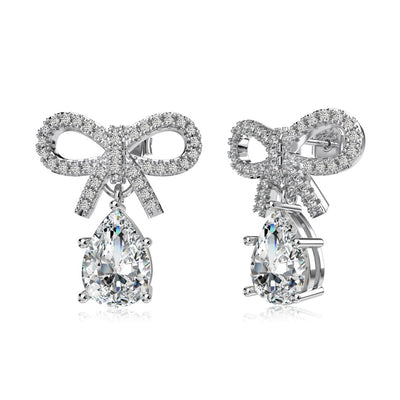 Aretes de Plata S925 Diseño Lazo con Gota de Agua Rosa - Elegancia Exclusiva para Mujer - Image 6