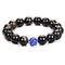 Pulsera de Piedra Ágata Multicolor con Cuentas de Esmalte para Hombre