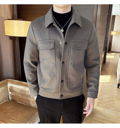 Blazer de Lana Corto para Hombre con Solapa Slim Fit Invierno - Image 15