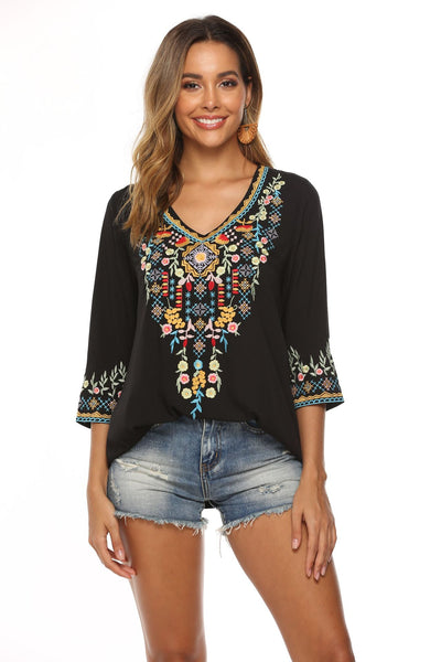 Blusa Bordada Suelta con Efecto Reductor para Mujer - Image 3