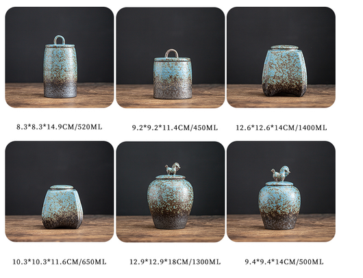 Recipiente de Té Cerámica Azul con Horno Decorativo - Image 11