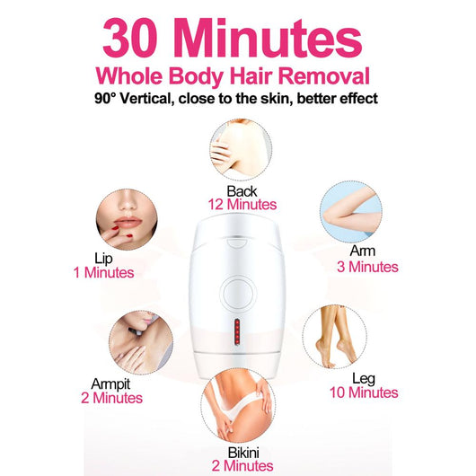 White home laser hair removal instrument with a sleek design, featuring a circular control button and red indicator lights. - Image 3