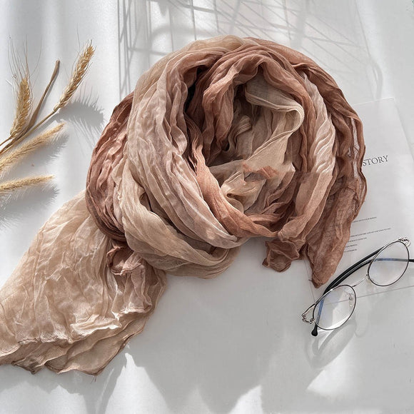 Long Combined Cotton and Linen Scarf for Autumn and Winter