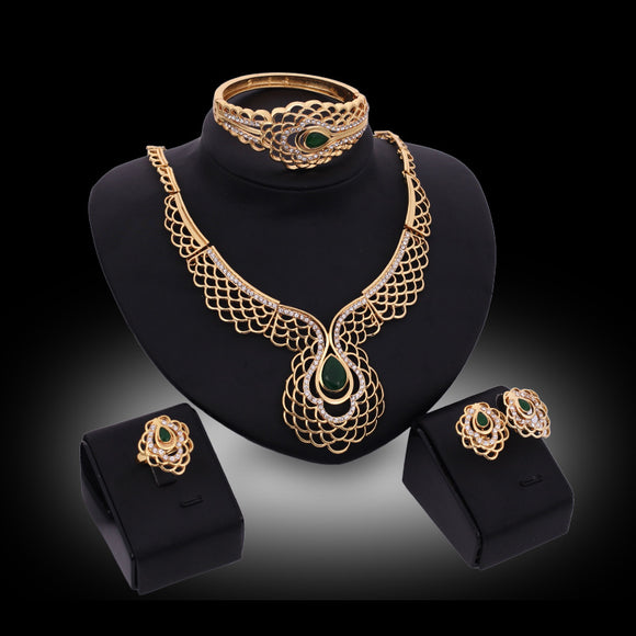 Juego de Joyería de 4 Piezas: Collar, Aretes y Pulseras