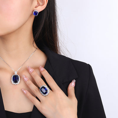 Traje Elegante para Mujer con Espinela Azul Simulada - Image 12