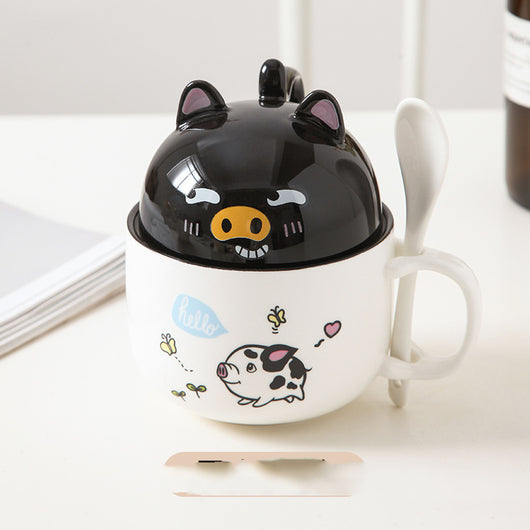 Taza de Oficina de Cerámica con Diseño Infantil, Tapa y Cuchara - Image 7