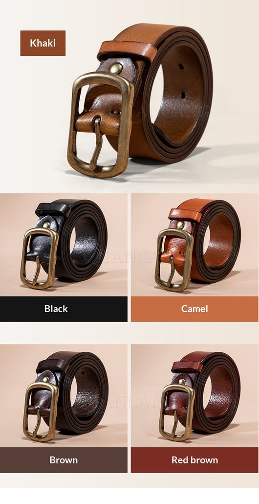 Cinturón de Cuero Genuino para Hombre con Hebilla Retro Latón - Image 14