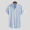 Camisa Manga Corta Cuello de Pie Slim Fit para Hombre