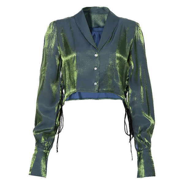 Camisa Sirena Ajustable con Solapa de Botón Único - Image 10