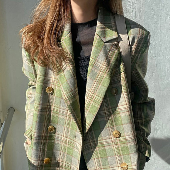 Blazer a Cuadros Corte Relajado