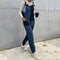 Jumpsuit Casual para Damas con Costuras Bicolores y Tirantes Simétricos
