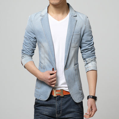 Traje de Mezclilla Clásico para Hombre - Abotonado Simple - Image 9